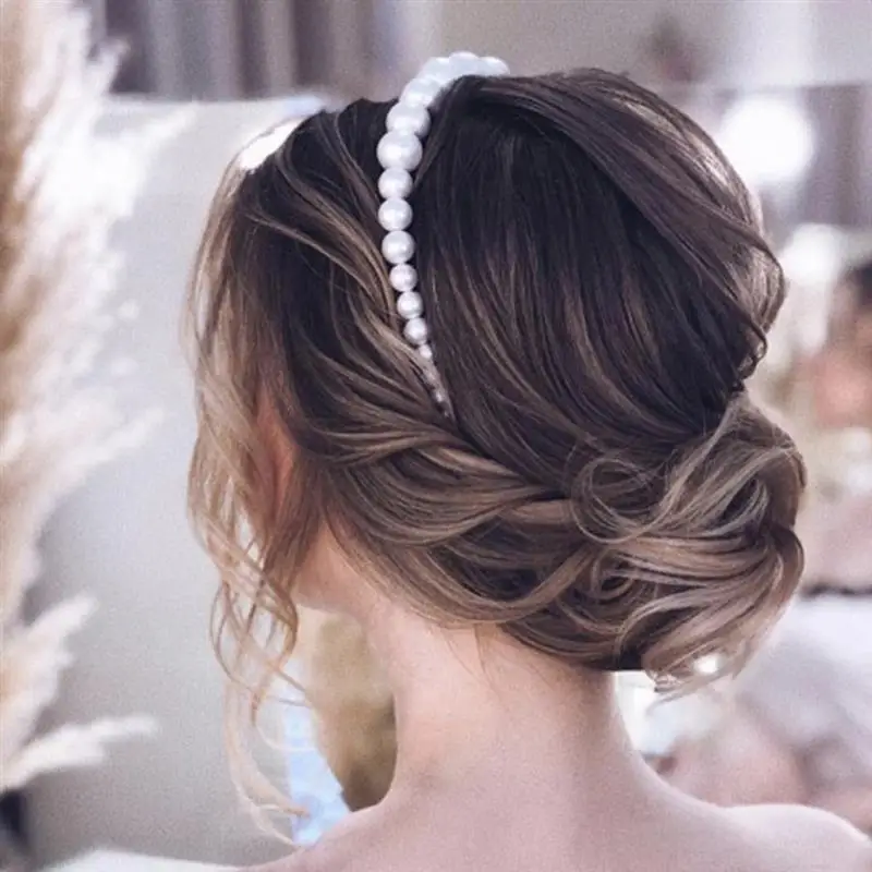 Элегантные головные повязки из искусственного жемчуга простые женские уборы без