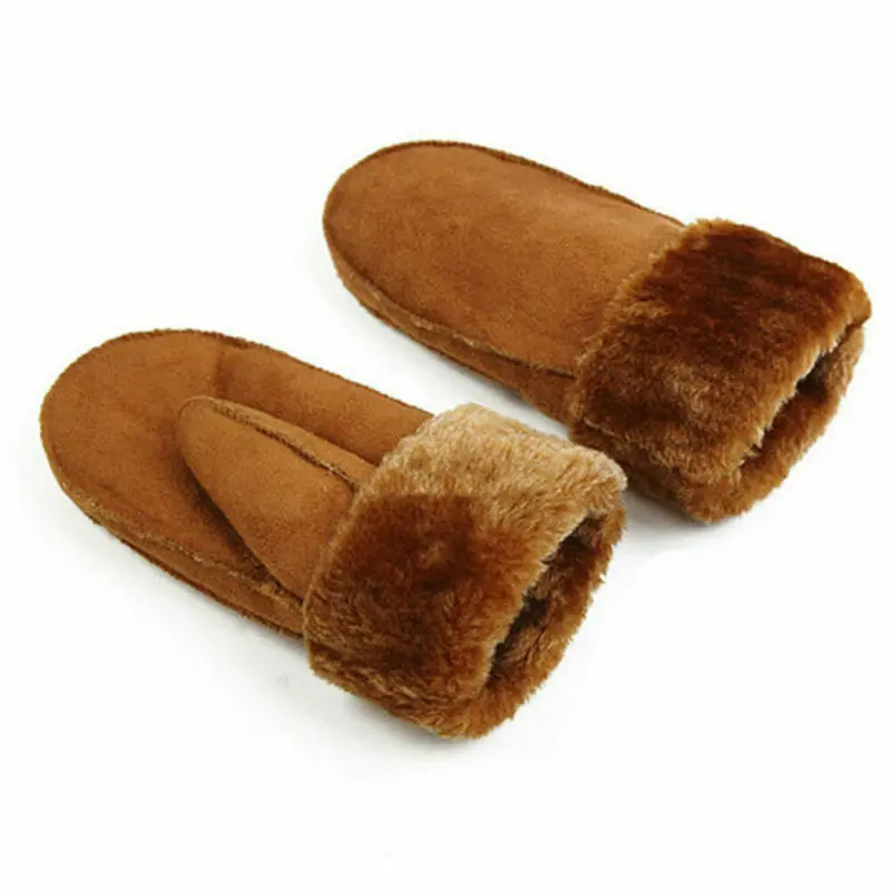 Зимние женские шерстяные перчатки из натуральной кожи кожаные варежки