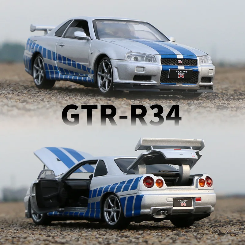 

1:32 Nissan Skyline Ares GTR R34 Diecasts & Toy Vehicles Metal Toy Car Model High Simulation Pull Back Collection Kids Toys