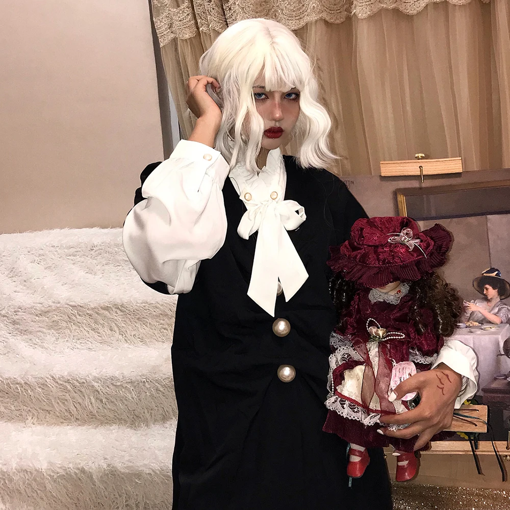 Винтажное женское платье с жемчугом черное хлопковое складками свободное