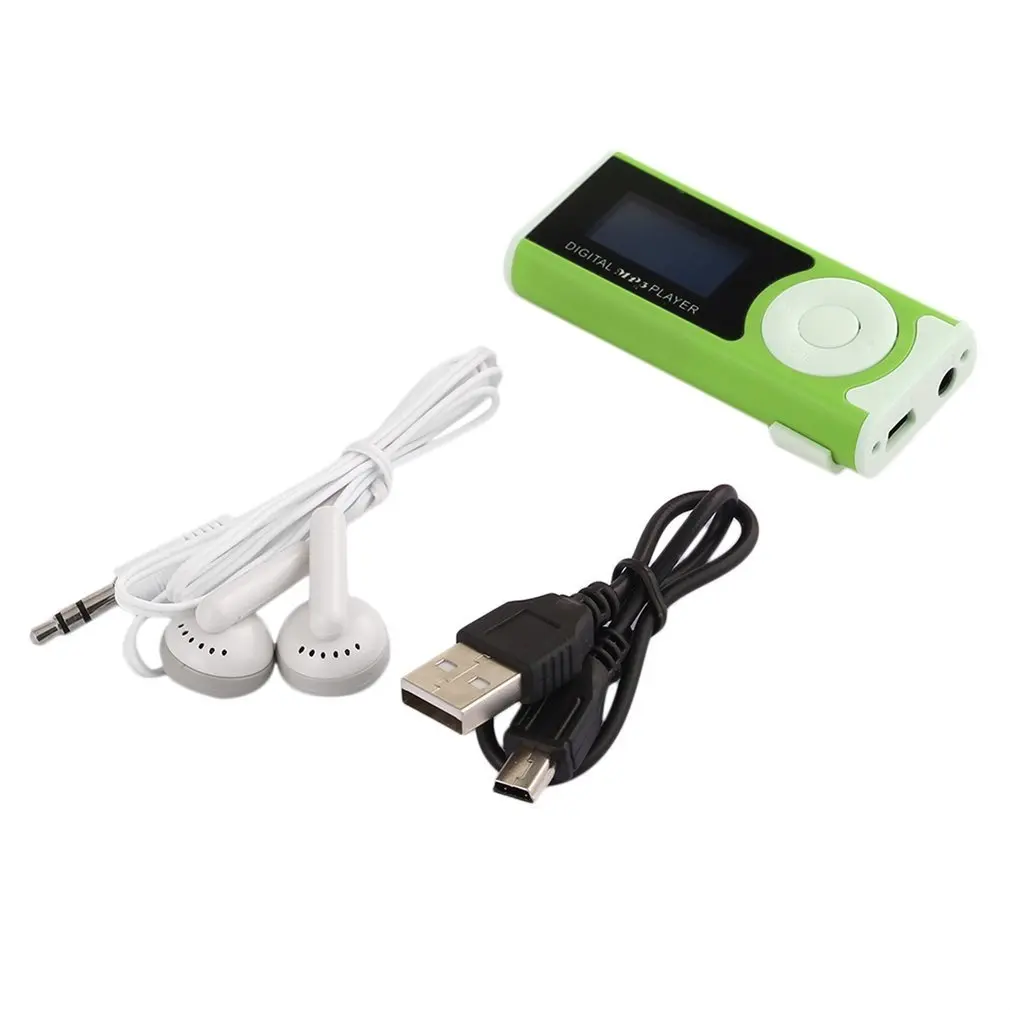 MP3 плеер ЖК экран USB кабель мини клип светодиодный стерео супер бас музыкального