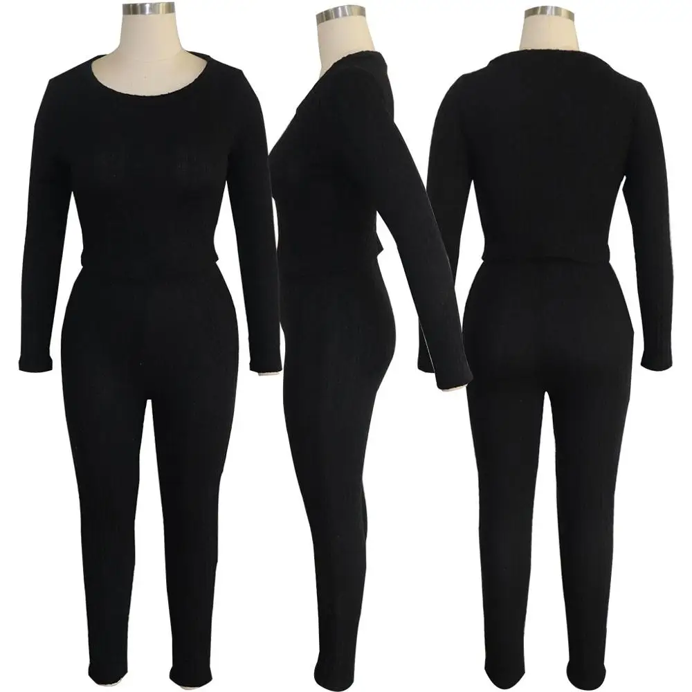 

Knitted Tracksuit 2019 Autumn O Neck Long Sleeve Pullover Sweater And Skinny Pants High-elastic Casual Night Club Outfits