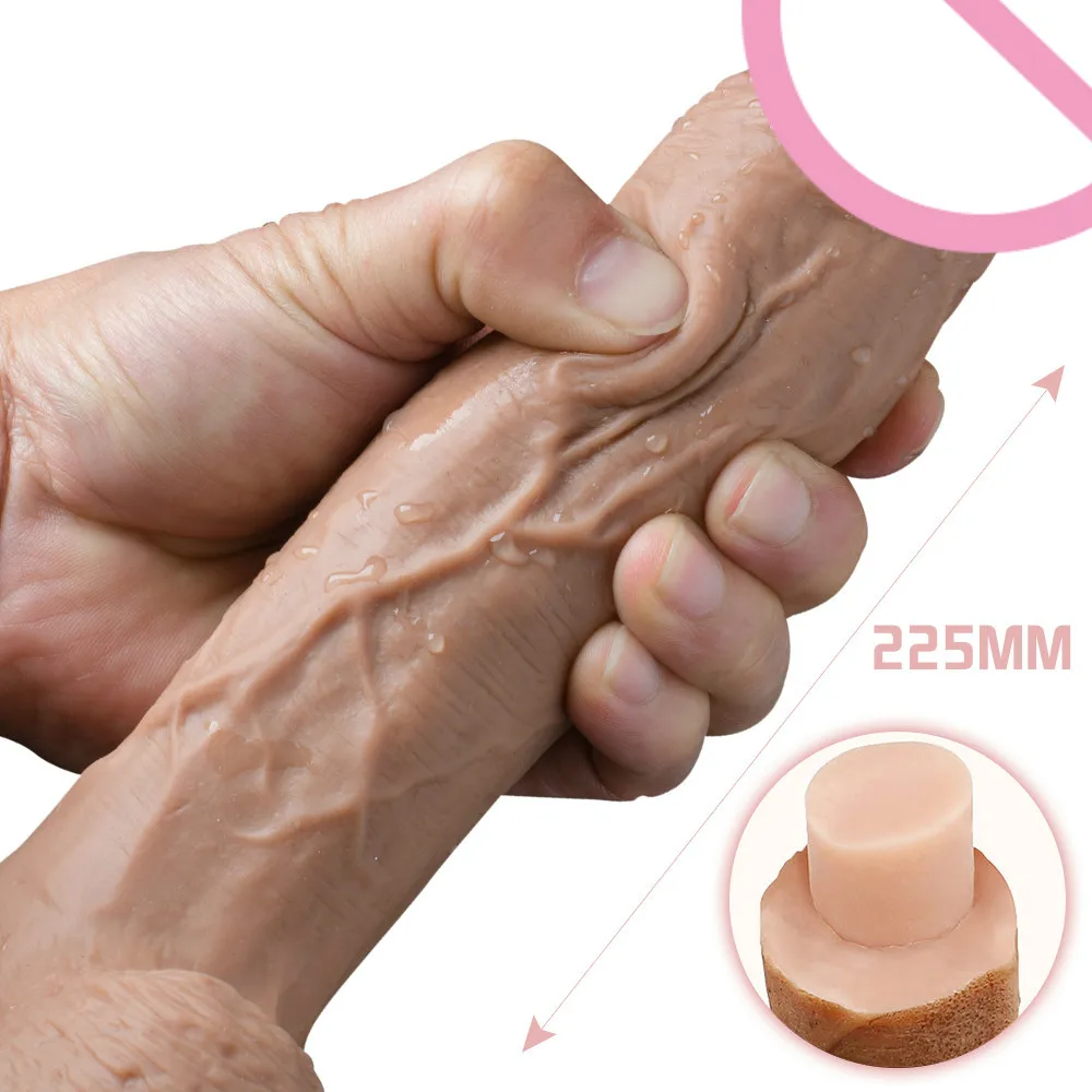 Огромный двухслойный силиконовый фаллоимитатор Iiquid мягкий реалистичный пенис