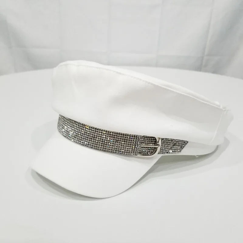 Блестящие стразы военные шапки креативный дизайн с пряжкой хлопковые