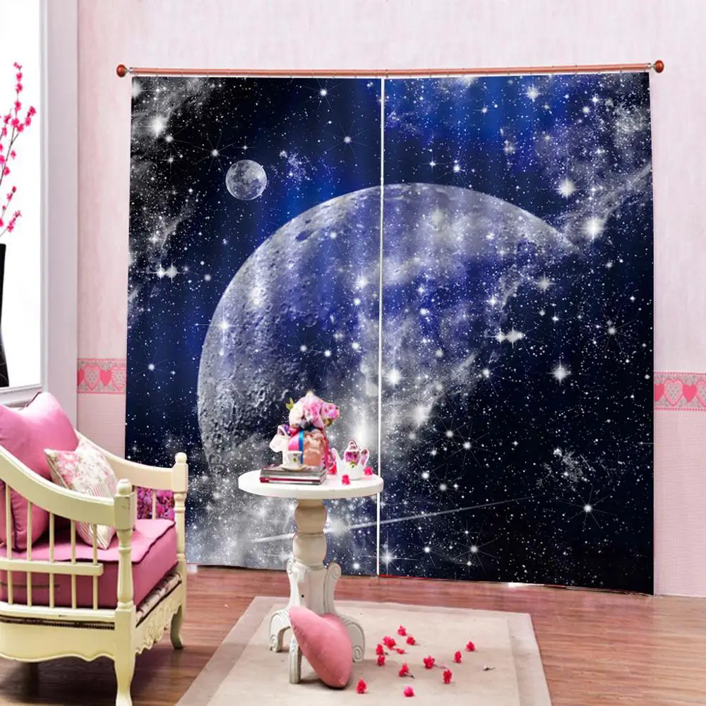 High Quality Arts Curtains Earth starlight Geometry image Modern Window Drapes For Living room bedroom Indoor Decor | Дом и сад