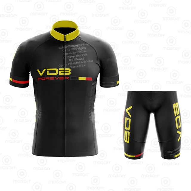 

Cycling jersey set Flanders ropa ciclismo hombre Belgium cycling clothing maillot ciclismo Black bike jersey bib shorts Gel Pad