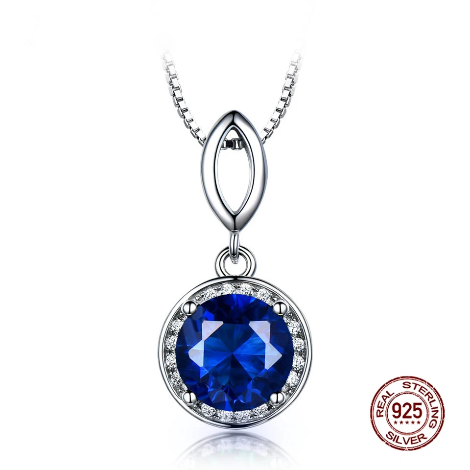 

New Real 925 Sterling Silver Necklace Sapphire Emerald Pendent Fine Jewelry Female Neck Chain Wedding Accessories Ornament Women