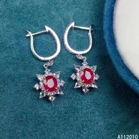kjjeaxcmy fine jewelry 925 sterling silver inlaid natural gem ruby female new woman lady earrings eardrop noble support test