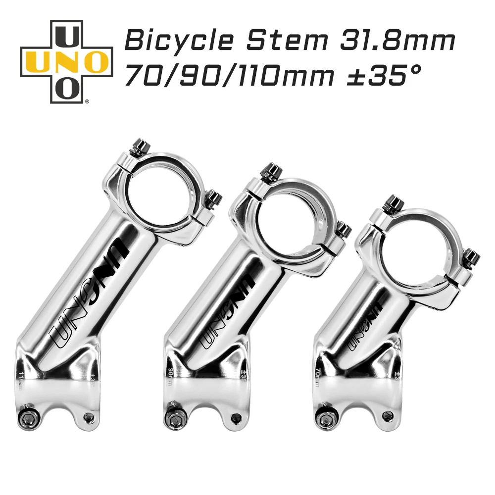 

UNO 35degree Glossy Silver Bike Stem 31.8 Bicycle Stem 35 70/90/110mm Bike Handlebar Stem Road Bike Stem bmx Mountain Bike Parts