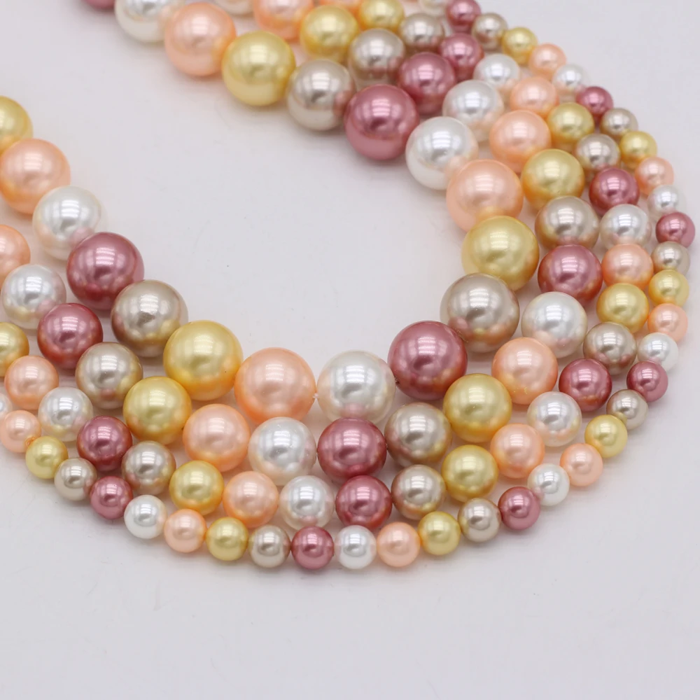 

Round Mixed Color Mother of Pearl Shell Beads Handmade DIY Necklace Bracelet Jewelry Love Wife Gift Anniversary Making Bead