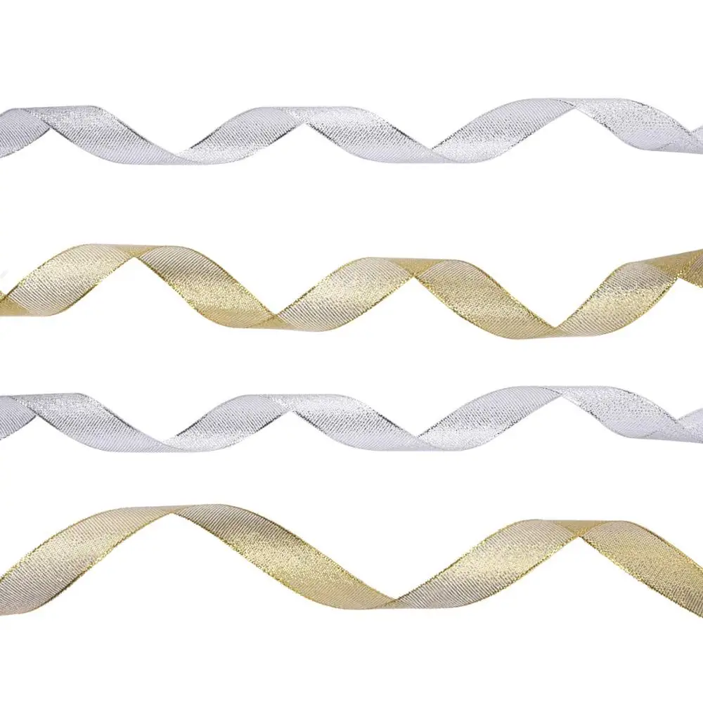 Блестящая металлическая лента из органзы 15 мм для свадебного подарка Подарочная