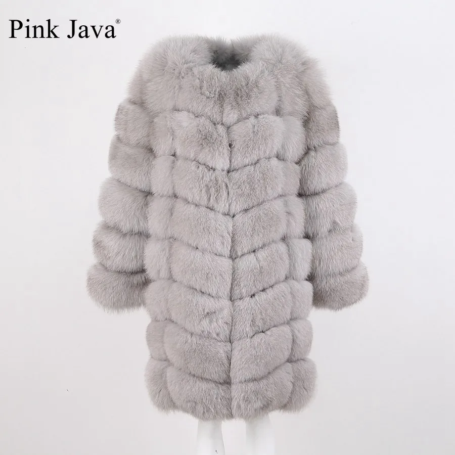 Розовый java QC1885 Новое поступление высокое качество шуба из натурального Лисьего меха куртка 90 см длинный жилет для женщин зимнее теплое пальто