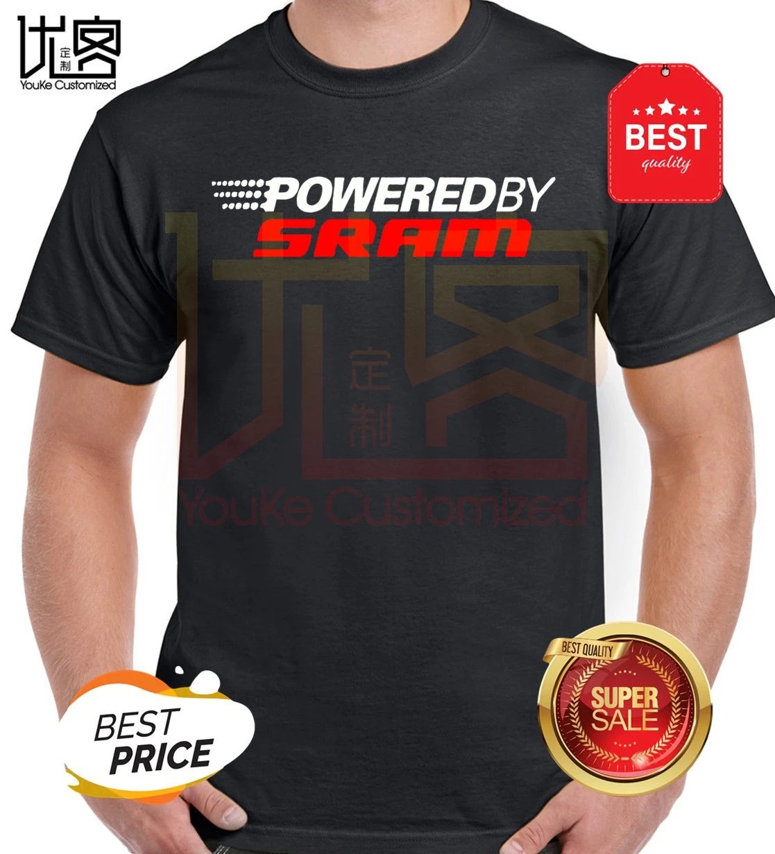 Футболка мужская с логотипом Sram винтажная тенниска из хлопка приталенный силуэт