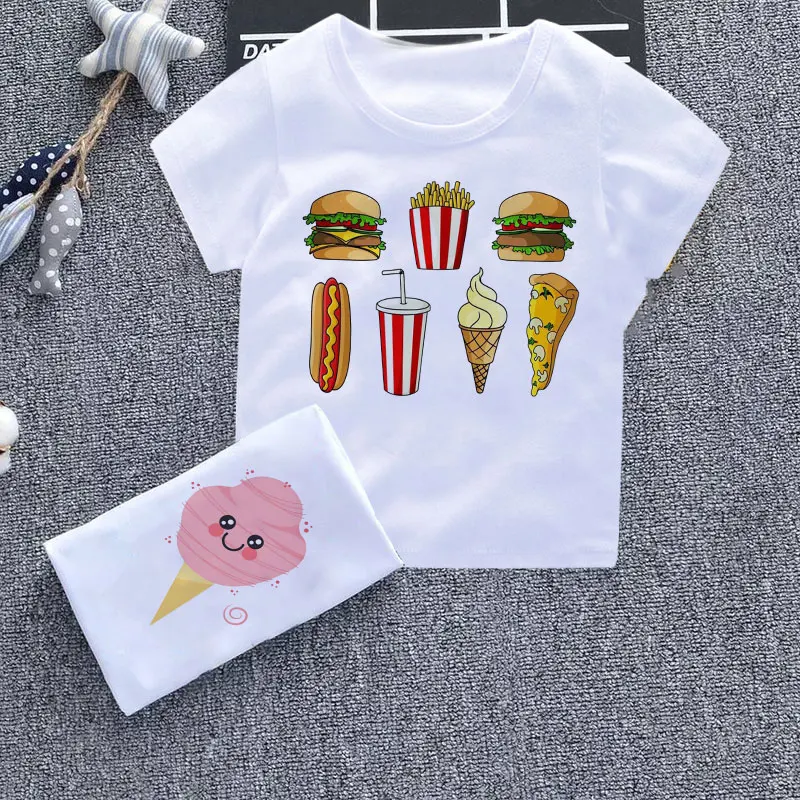 

T-shirt Summer New Clothing Cute Ice Cream Tee Shirt Fille Fun Fashion Boy T Shirts For Children Design Round Neck Girl Tshirt