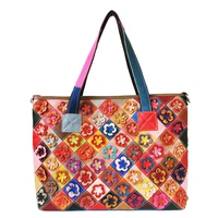 fashion cowhide ladys top handle bag everyday practical handbag womans underarm bag multi color patchwork shoulder bag