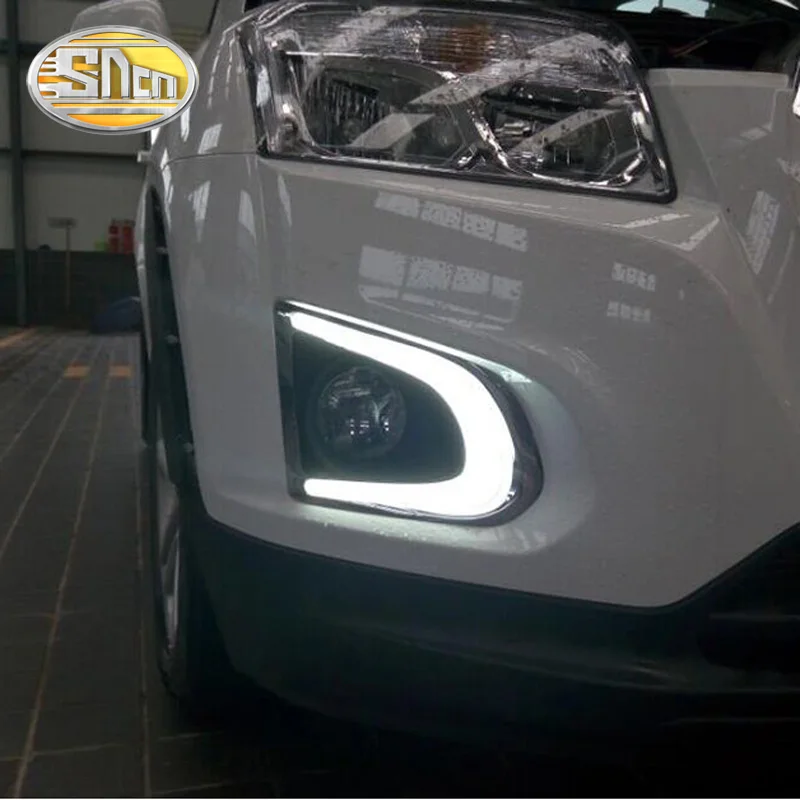 

For Chevrolet Trax 2014 2015 Daytime Running Light DRL LED Fog Lamp Cover With Yellow Turning Signal Functions