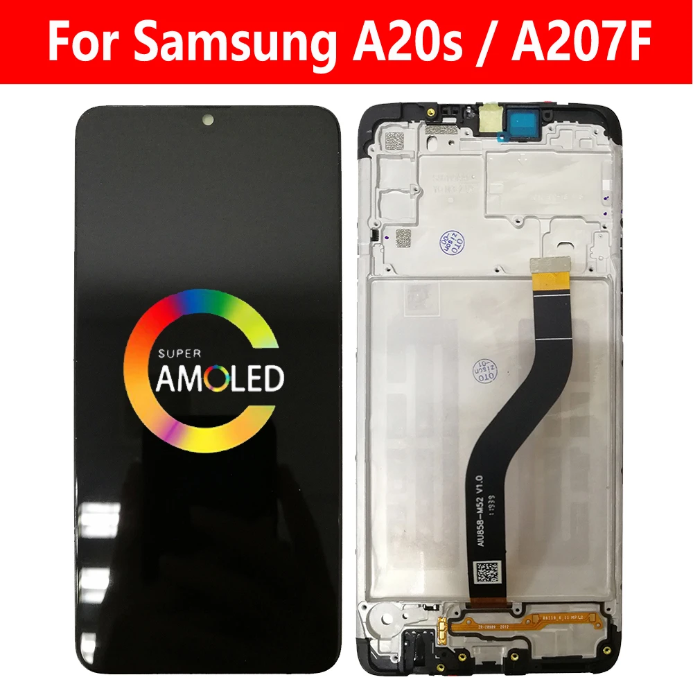 6,5 дюйма ЖК-дисплей Super AMOLED для SAMSUNG Galaxy A20s экран мобильного телефона ЖК-дисплей с рамкой SM-A207F/DS SM-A207M A207 сенсорный экран с цифровым преобразователем в сборе