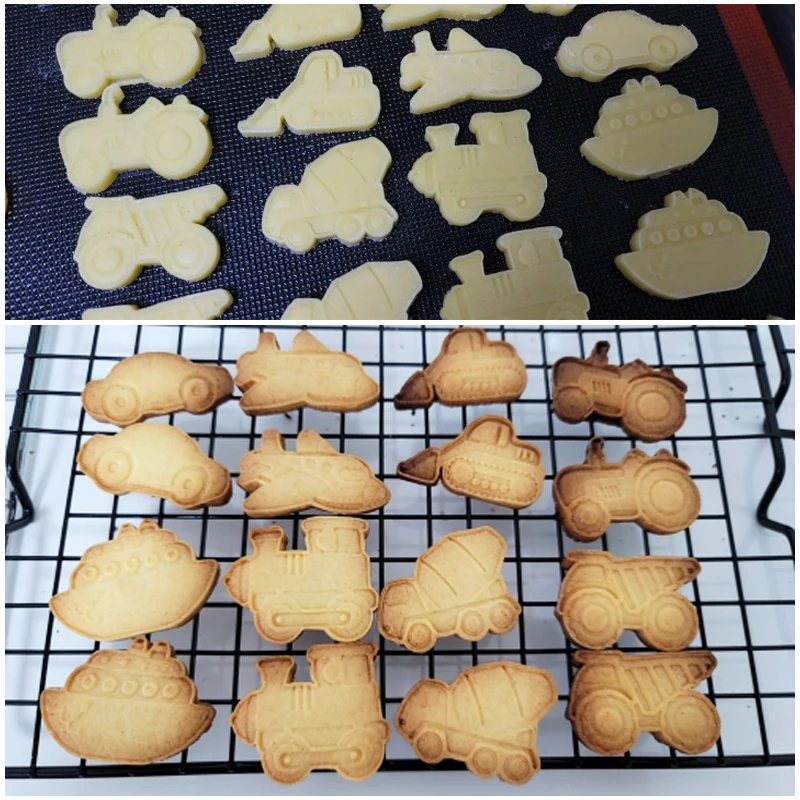 8 шт 3D автомобиля для самолета поезда трафарет печенья пресс формы выпечки