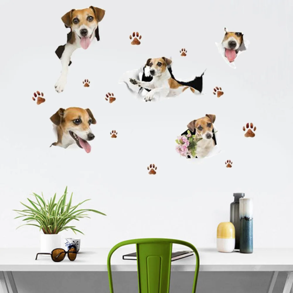 

3D Dog Wall Stickers Vinyl Removable Art Wall Decals for Living Room Home Decoration