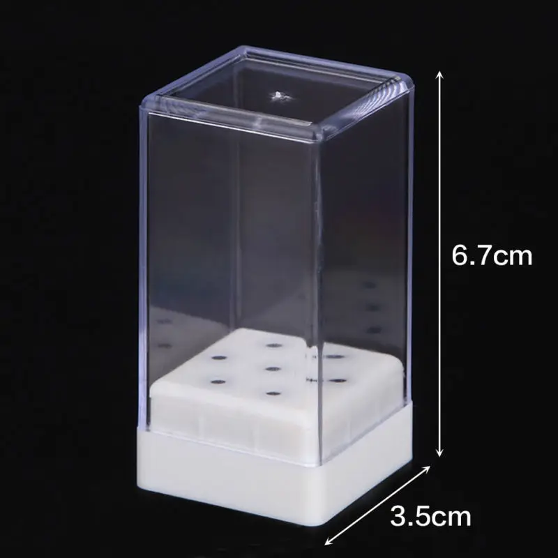 7 отверстий Держатель для сверл ногтей подставка с крышкой чехол хранения