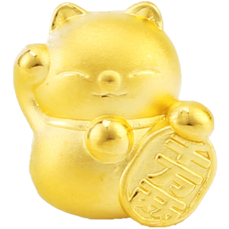 

Real 999 24k Yellow Gold Pendant 3D Women Lovely Fortune Cat Only Pendant 10*12.5mm