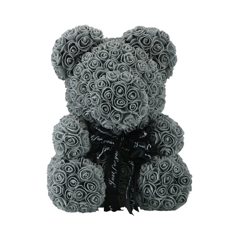 40cm grey bear Дешево 40 см красный медведь Роза плюшевый медведь Роза цветок искусственные украшения Рождественские подарки для женщин подарок на день Святого Валентина - Цвет: 40cm grey bear