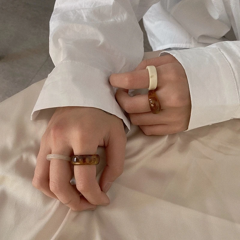 Набор женских колец AOMU из прозрачной смолы с геометрическим узором в Корейском