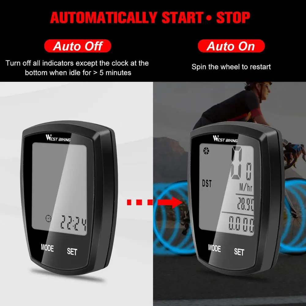 WEST BIKING Bicycle Computer Wireless Wired Waterproof MTB Bike Odometer Stopwatch With Backlight Cycling Speedometer | Спорт и