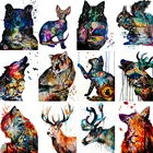 Алмазная 5D живопись сделай сам, круглая вышивка с животными, вышивка крестиком, лиса, волк, кошка, стразы, мозаика, украшение для дома ручной работы