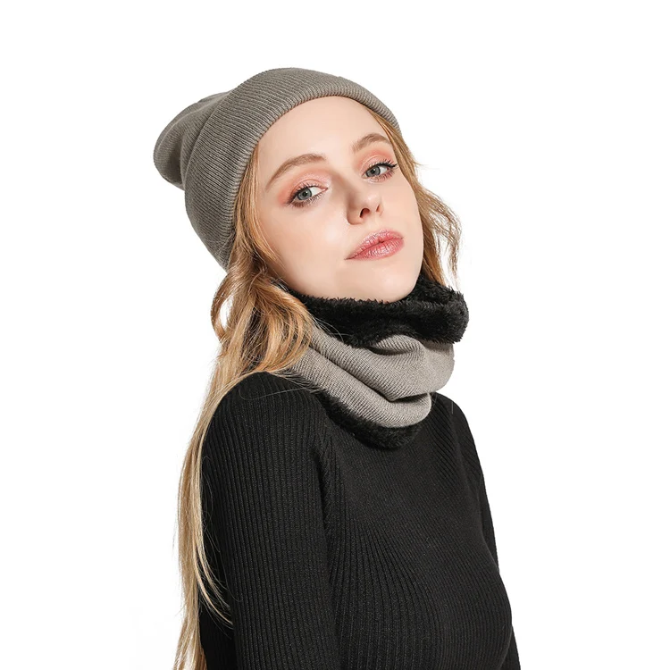 DRESSUUP модная зимняя шапка из 2 предметов для мужчин подарок вязаный однотонный шапочки Skullies хлопок теплые шапки шляпа из полиэстера