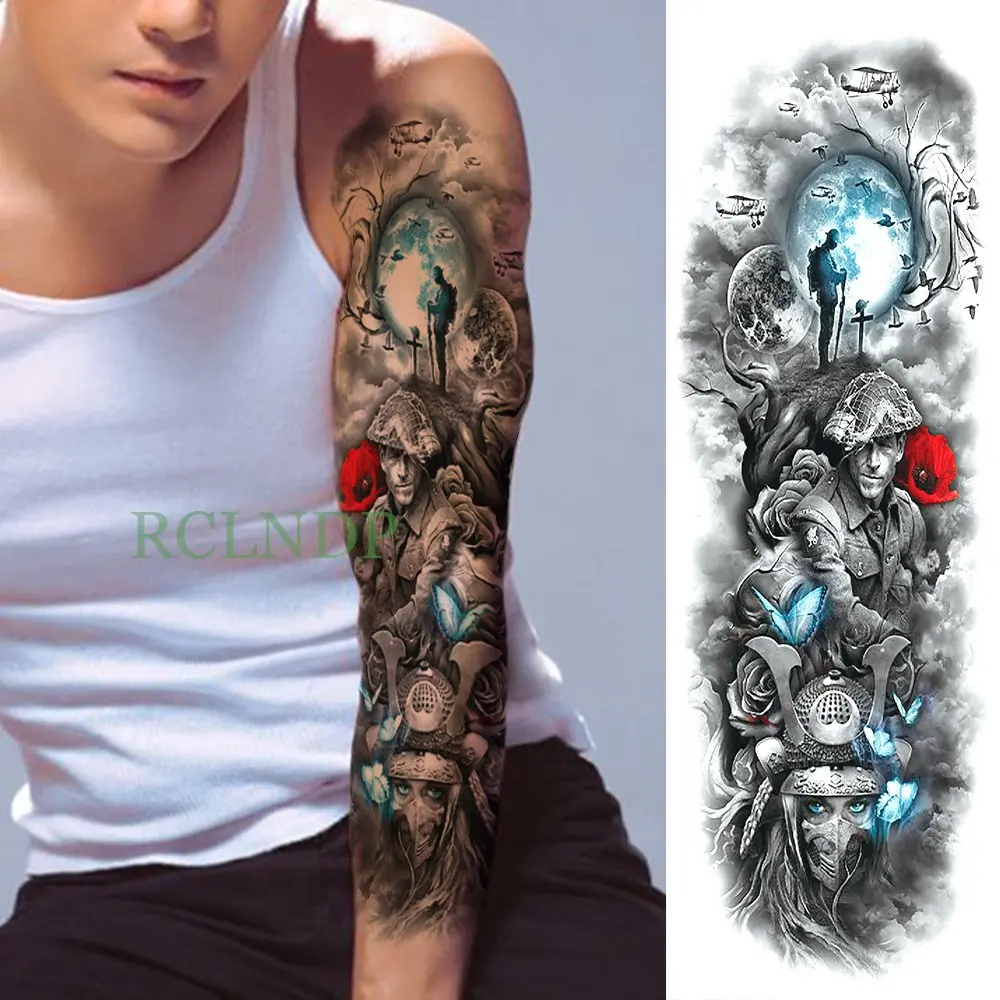 

Waterproof Temporary Tattoo Sticker skull compass sailboat flower arm large sleeve tatoo fake tatto flash tattoos for men women