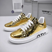 glitter men%e2%80%98s casual shoes platform sneakers luxury gold mirrors shoes pu leather casual vulcanized shoes low sneakers for men