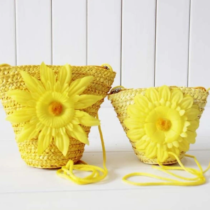 Женская плетеная пляжная соломенная сумка с принтом солнца|Сумки ручками| |