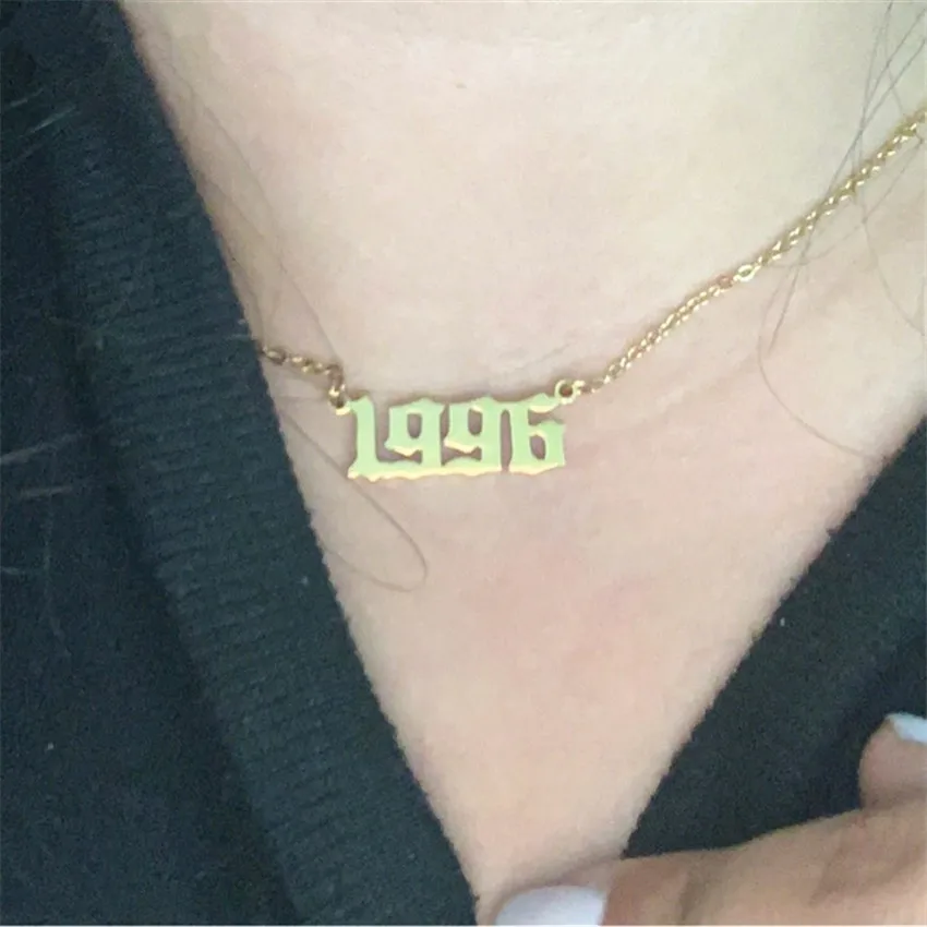 

Ожерелье из нержавеющей стали с цифрами и датой, 2000, 1990, 1996, 1997