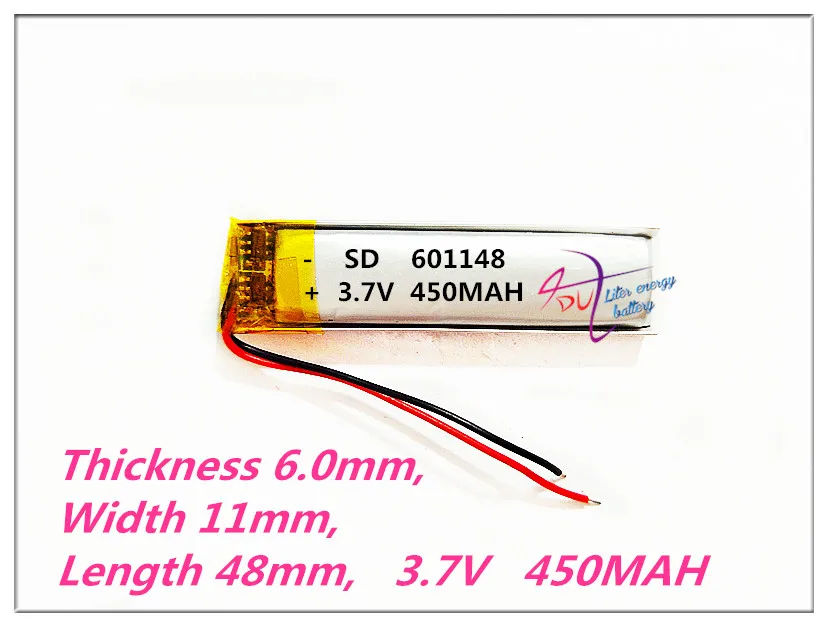 Высококачественный 601148 3,7 V 450MAH с защитной платой, 601248 используется для bluetooth MP3,MP4,MP5 GPS DVD литиевая батарея 601250 (art.: 7a5acf746) - 7a5acf746