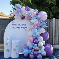 1set frozen theme party balloon arch garland kit snowflake aluminum foil balloon kids birthday baby shower globos supllies