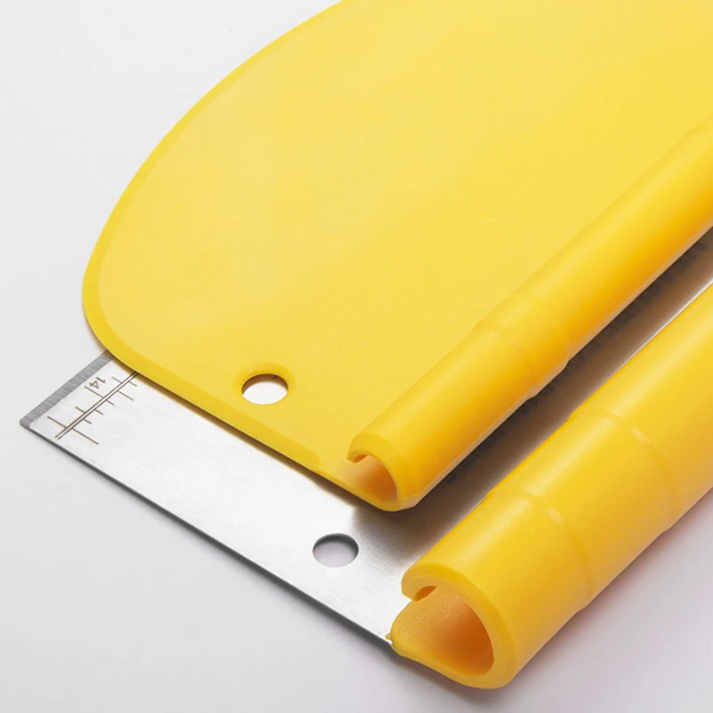 

New Dough Scraper Kitchen Baking Accessories 2 In 1 Bowl Scraper Stainless Steel Scraper Cutter For Pastry Dough Drop Shipping