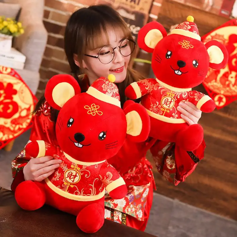 Крысиный год талисман Кукла бог богатства Зодиак крыса плюшевая игрушка | Дом и