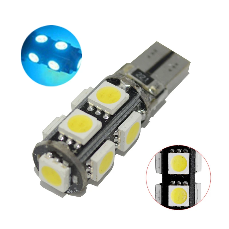 

20Pcs Ice Blue T10 W5W 5050 9SMD LED Canbus Error Free Car Bulbs For 192 168 194 2825 Clearance Lamps License Plate Lights 12V