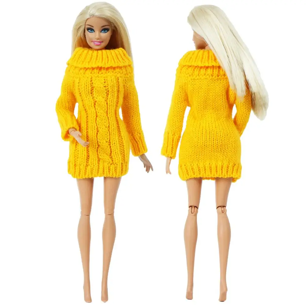 Модное Желтое Пальто чистая одежда ручной работы вязаный свитер зимнее платье