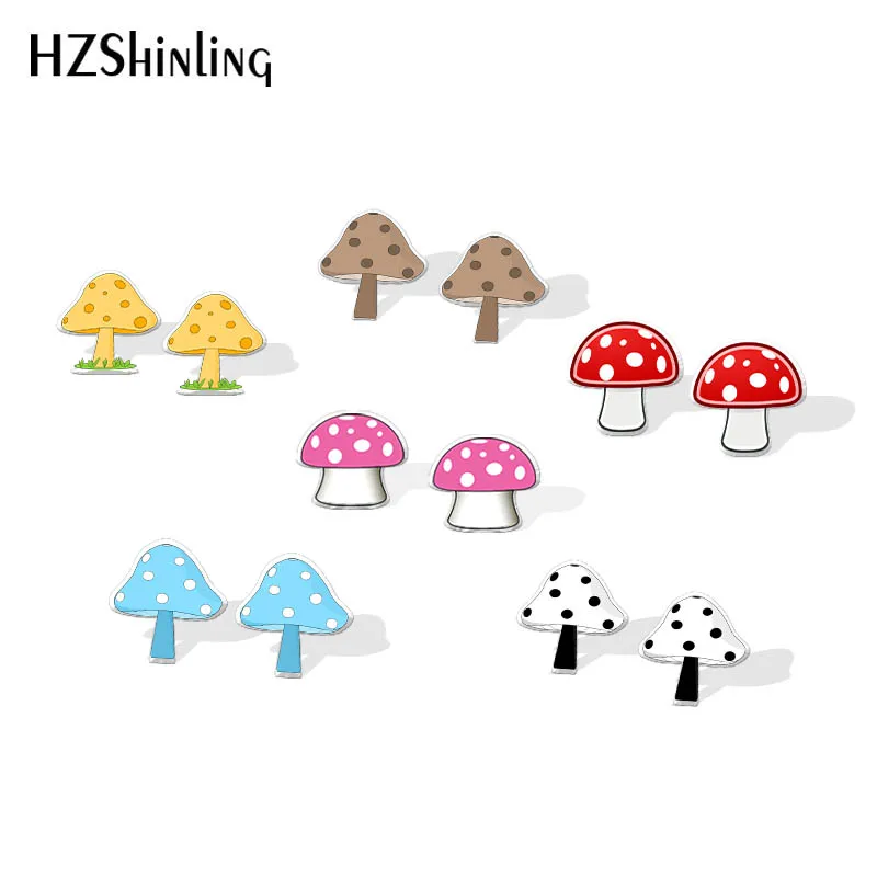 Новинка 2019 акриловые серьги в виде грибов полимерные гвоздики забавные цветные