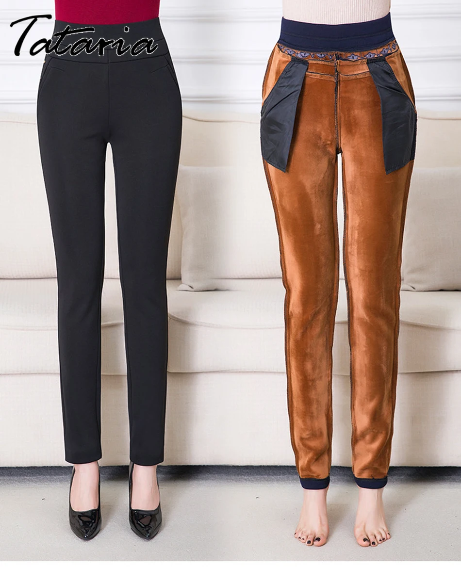 

2020 Women Trousers Harajuku High Waist Hin Thin Straight Pants Female High Quality Velvet Warm Trousers Party Pants