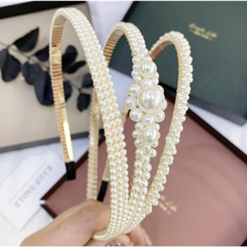 Свадебная вечеринка свадебные ободок на голову с жемчугом в виде короны ручной