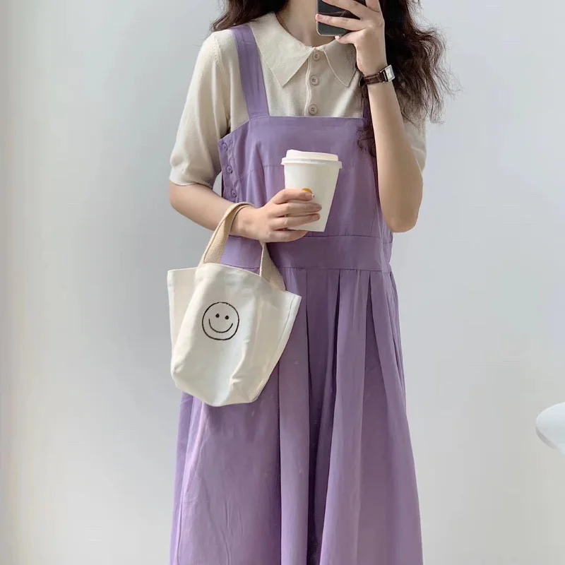 

Purple Dress Kawaii Bandage Women's Summer Sundresses Cute Preppy Style Long Dress Sweet Harajuku Streetwear