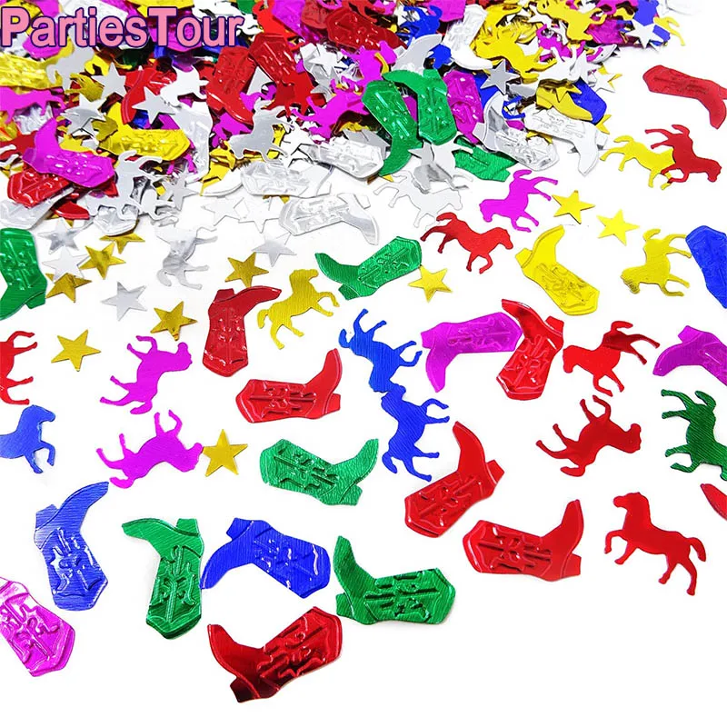 

30g Mixed Color Horse Racing Boot Confetti Western Cowboy Patrick Theme Party Table Decor Confetti for Birthday Wedding Supplies