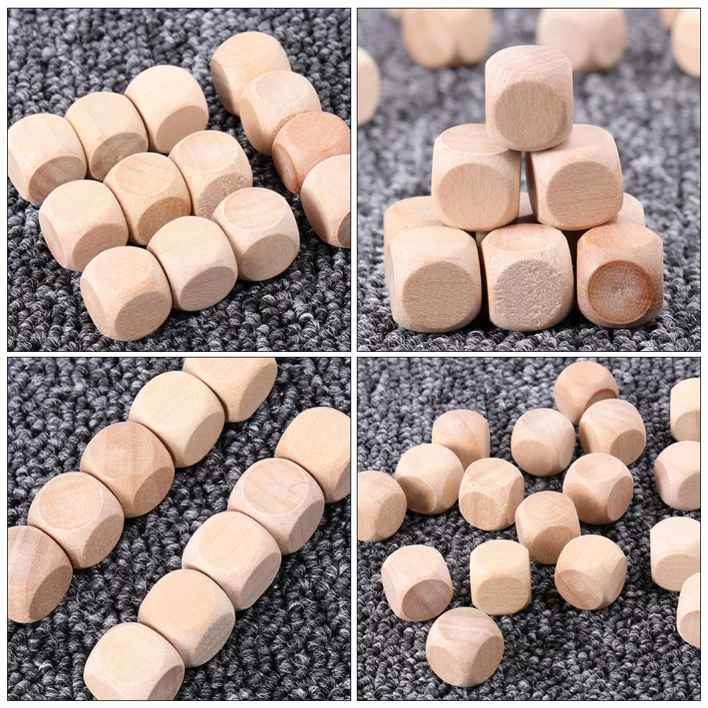 

100pcs Wooden Square Blocks DIY Wood Blank Dice for Puzzle Making Baby Study