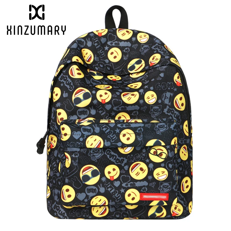 Напечатанный рюкзак с эмоджи bookbag колледж ветер женская сумка на плечо спортивная сумка для отдыха Новая Большая емкость женский рюкзак Горячая