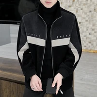 autumn winter wool blends mens jackets korean style stitching casual business trench coat social street overcoat male clothing