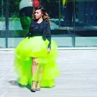 Женская длинная юбка-пачка с оборками, многоярусная юбка из тюля неоново-зеленого цвета на заказ, 2020