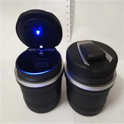 1PC Portable Auto Car Truck LED Cigarette Smoke car Ashtray Blue LED Light Smokeless Ashtray Cigarette Holder Anti-slip Rubber - Название цвета: Черный